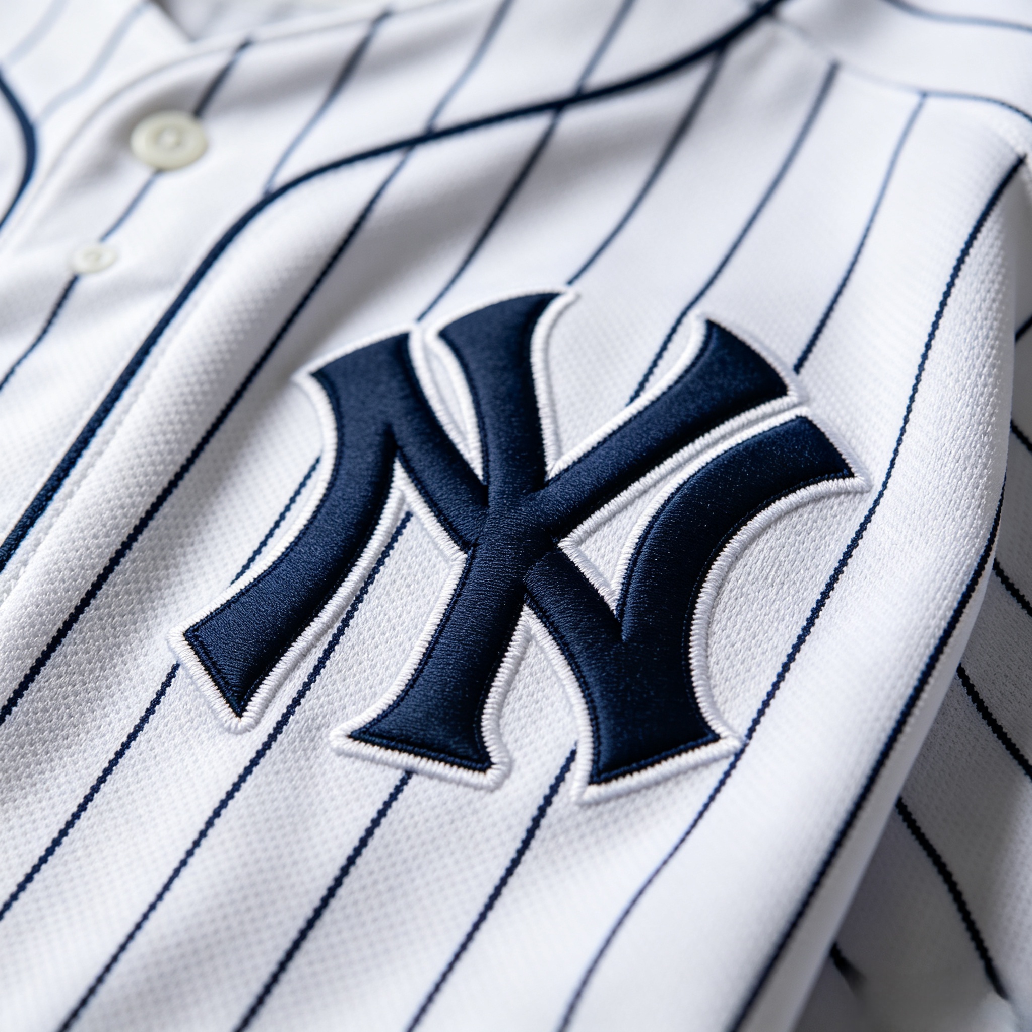 Iconic Yankees pinstripe jersey detail